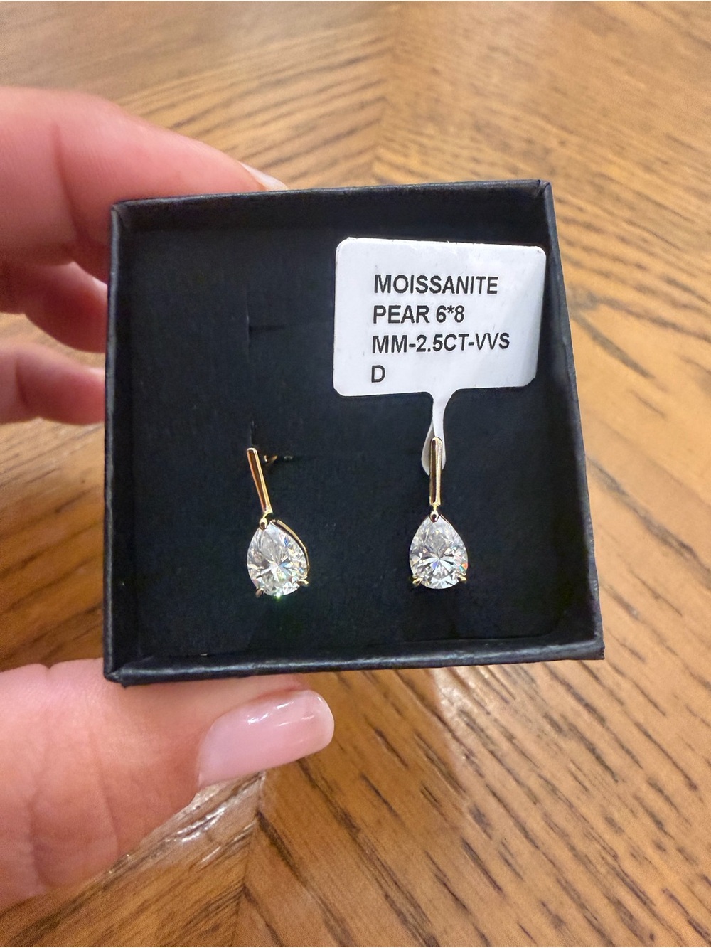 Moissanite Pear Drop Earrings in Gold over 925 2.5CT